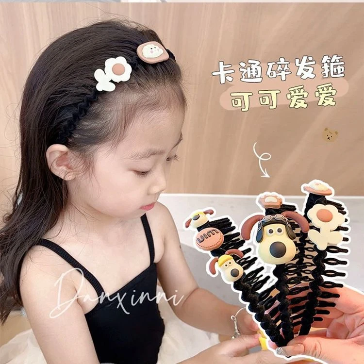 儿童奶咖卡通毛绒发箍女童可爱头箍不勒头小女孩公主头饰碎发卡梳
