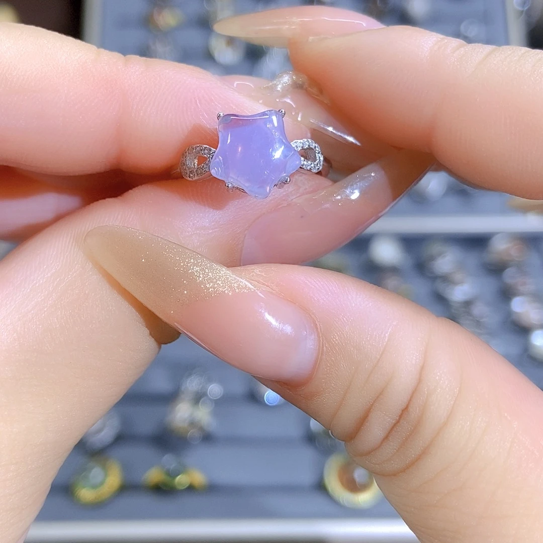 水晶戒指银S925镶嵌星星