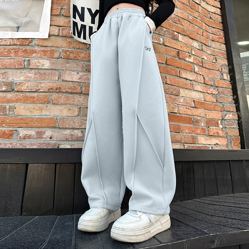 女大童春装卫裤洋气2025新款亲子装儿童休闲阔腿裤韩版百搭裤子潮