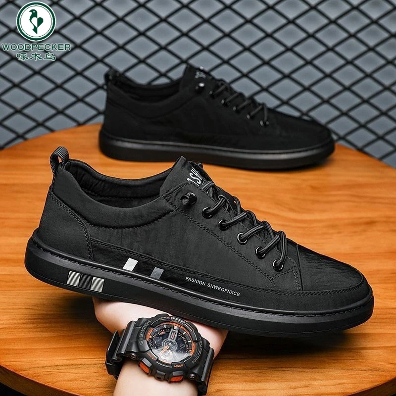 正品啄木鸟男士休闲板鞋秋季爆款百搭鞋子男款潮流男士板鞋男鞋