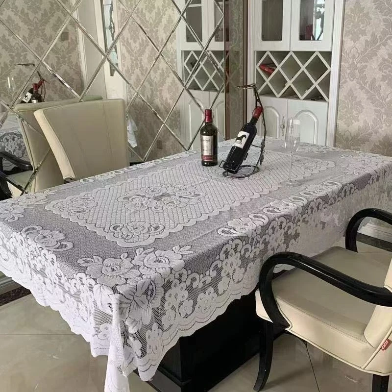 140*200精编镂空勾花蕾丝加厚桌布台布万能盖巾