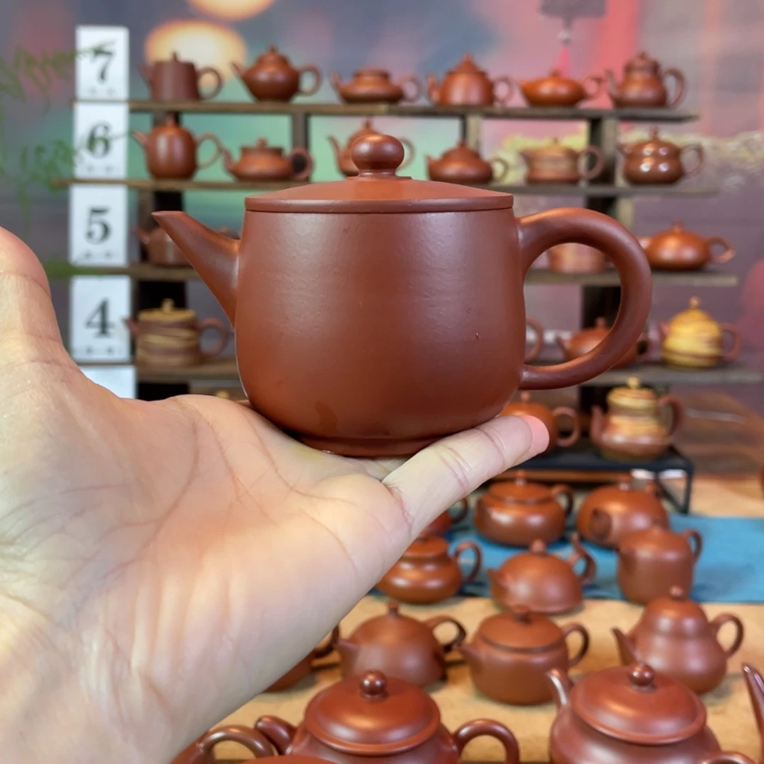 茶壶紫砂爱****赵潮州手工手拉朱泥汉瓦壶