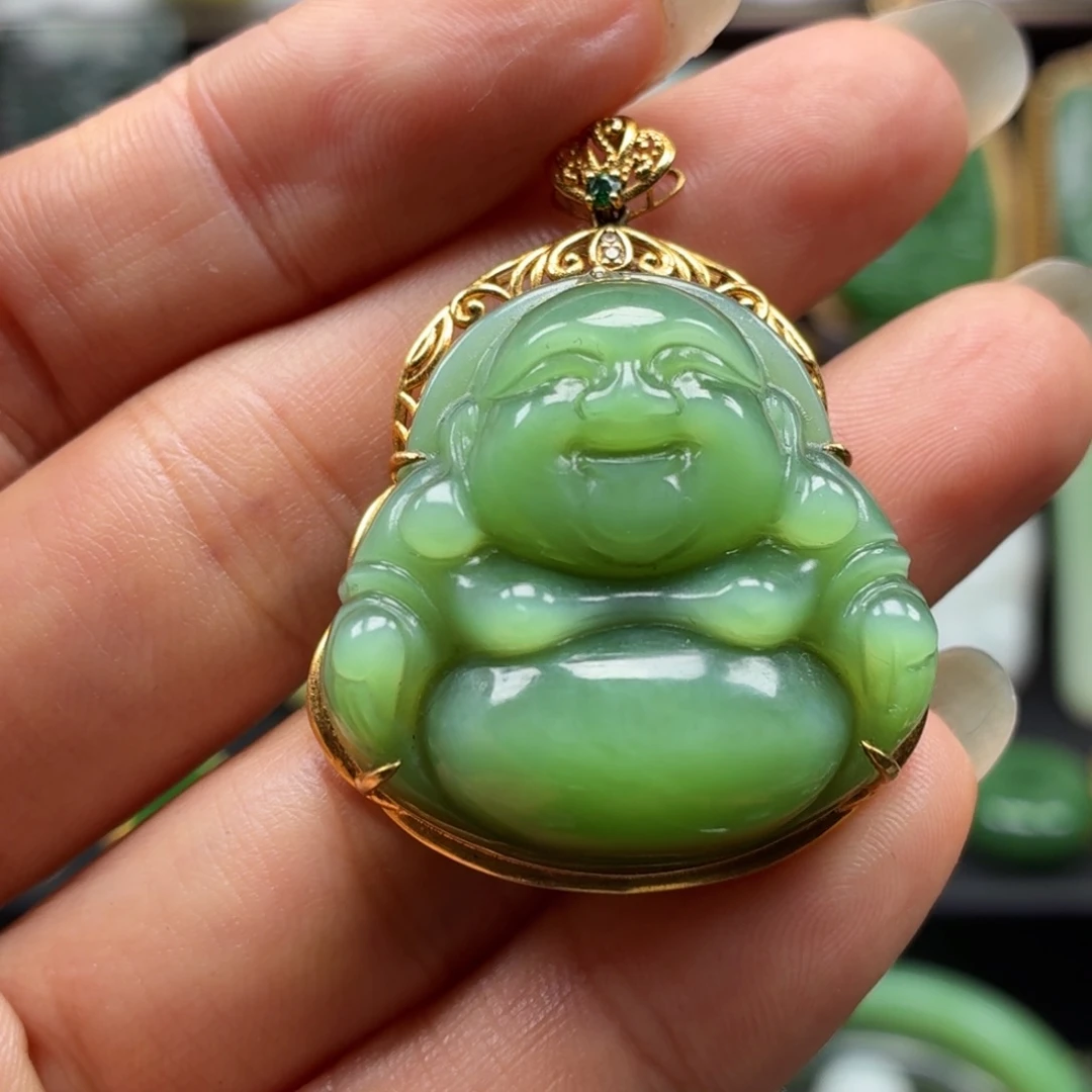 和田玉18K金镶嵌颈饰