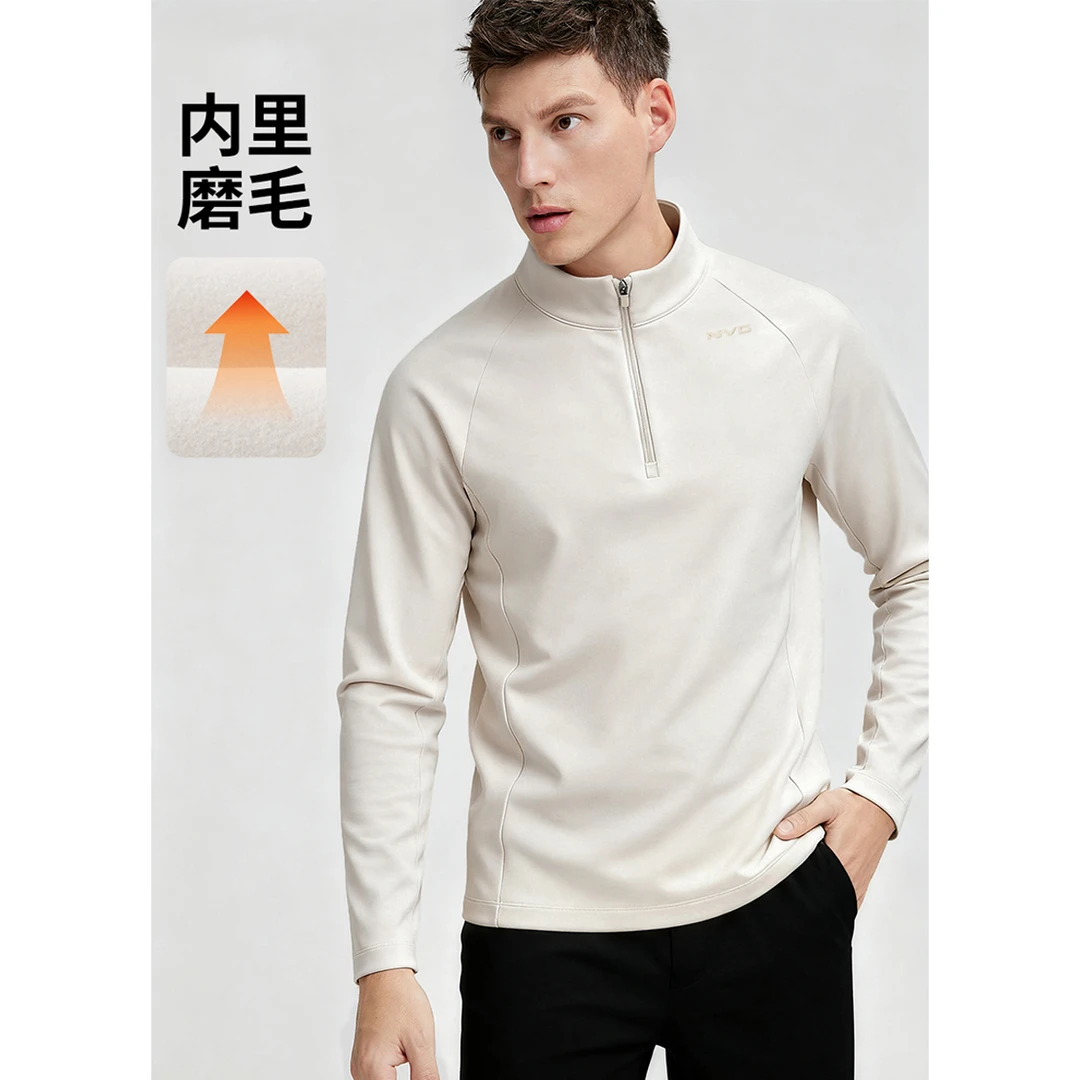 [明星同款]navigare意大利小帆船半高领运动卫衣男磨毛保暖长T恤