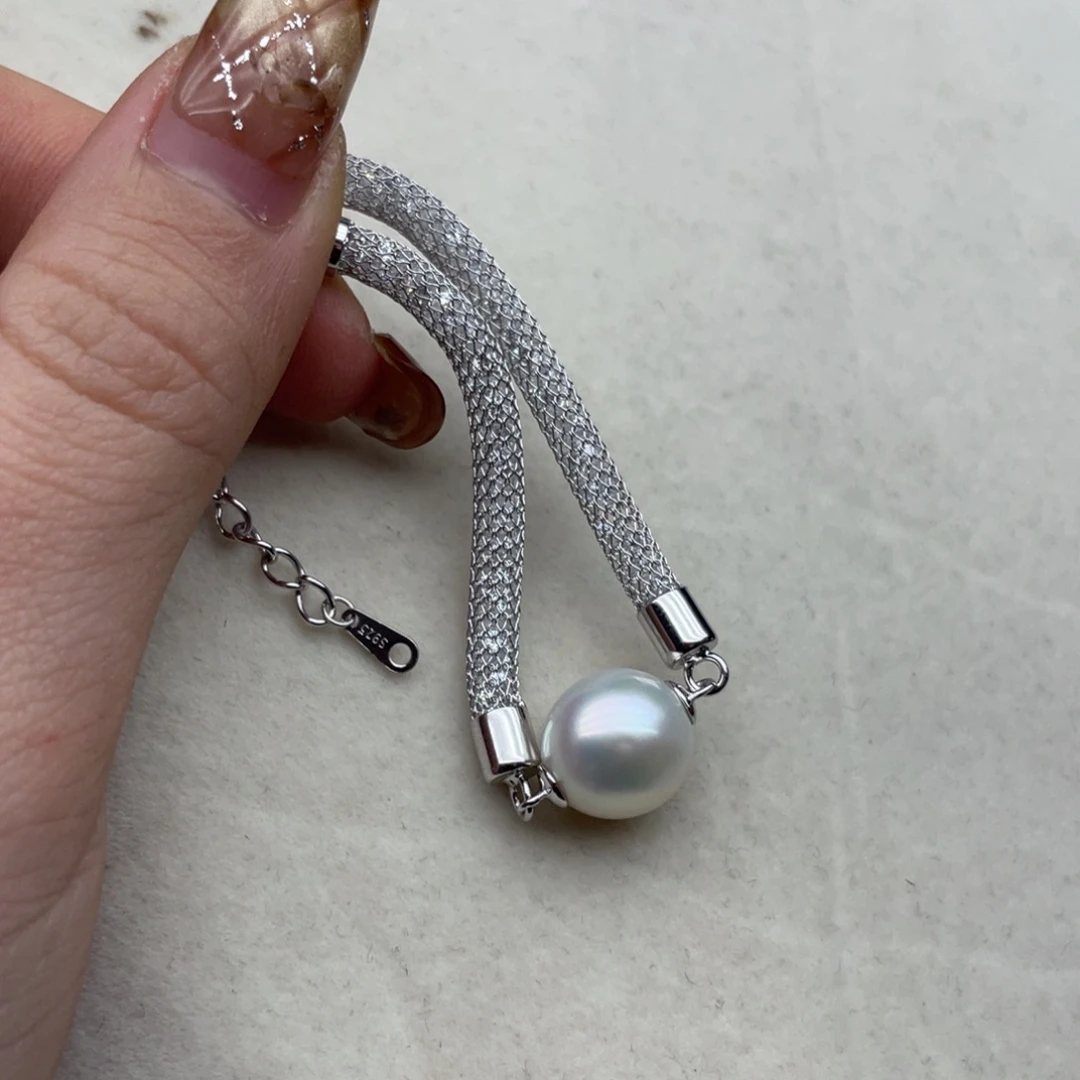 银S925镶嵌手链海水珍珠A97