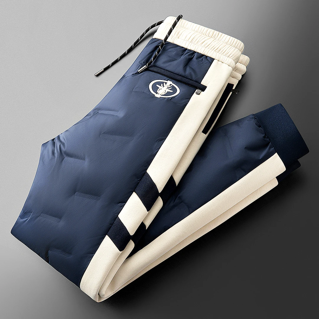 轻奢冬季加厚保暖白鸭绒撞色情侣男女户外防水外穿小脚休闲羽绒裤