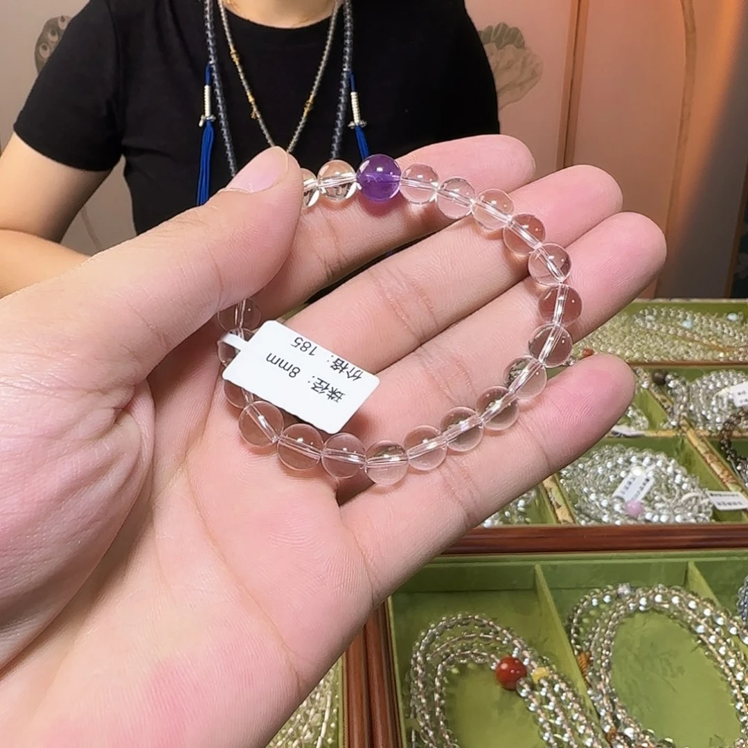 波***球水晶未镶嵌手链白水晶