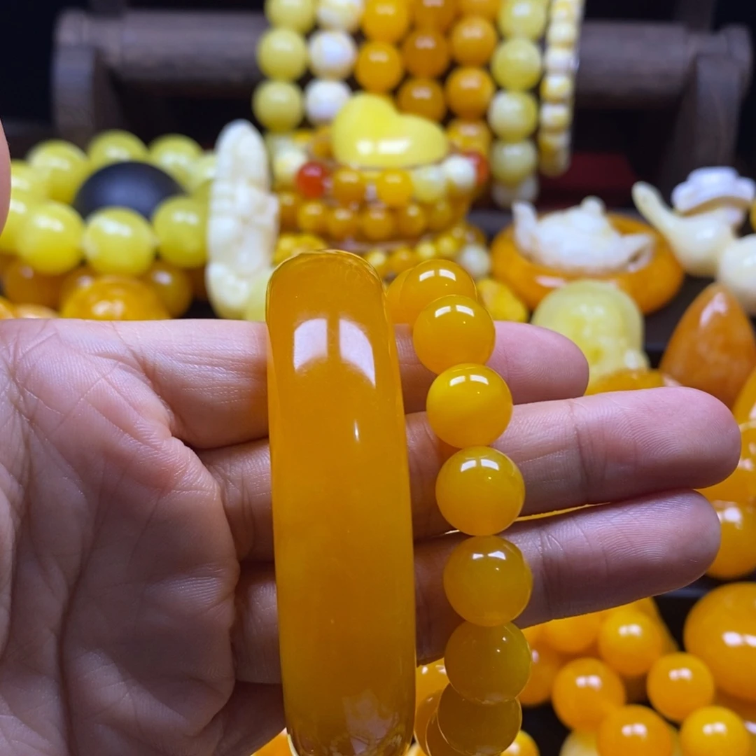 娇***卡非金属树脂全品无暇老蜜飘花轮胎手镯加手串12
