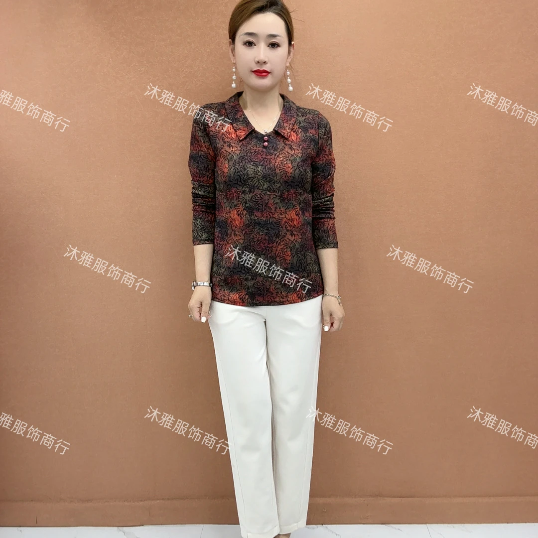 中老年妈妈装秋冬季新款小衫时尚洋气百搭显瘦减龄