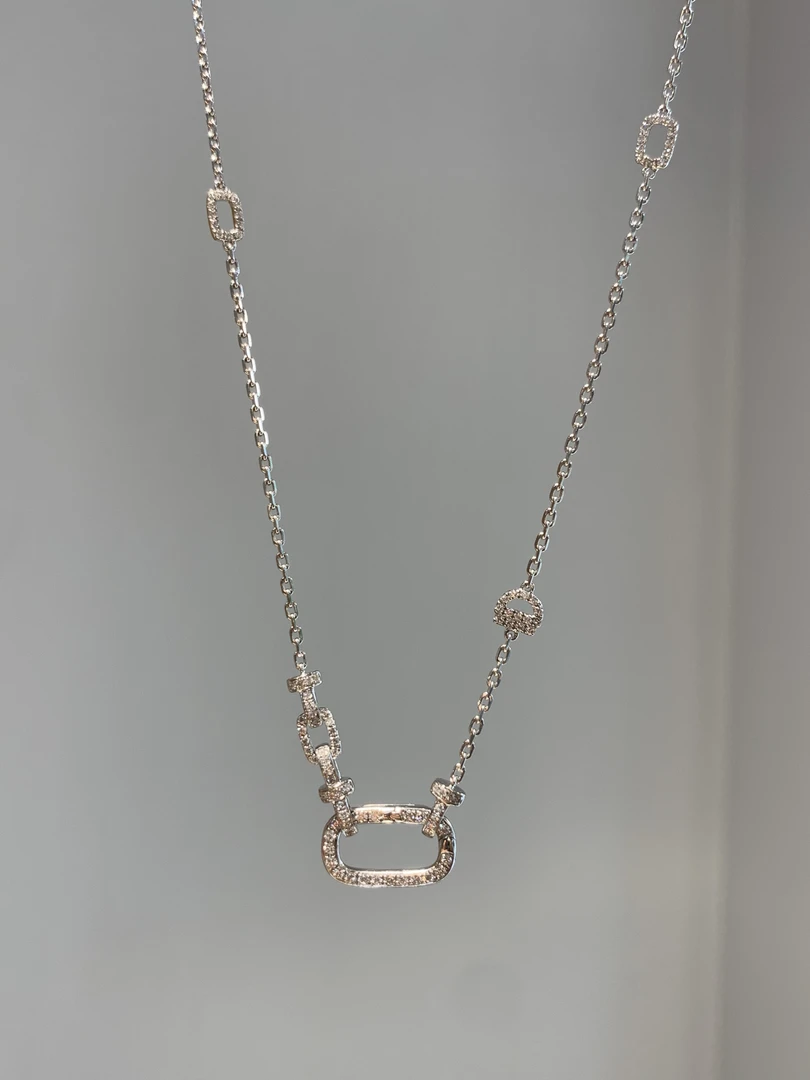 钻石万能链百搭回形针项链 18k  进