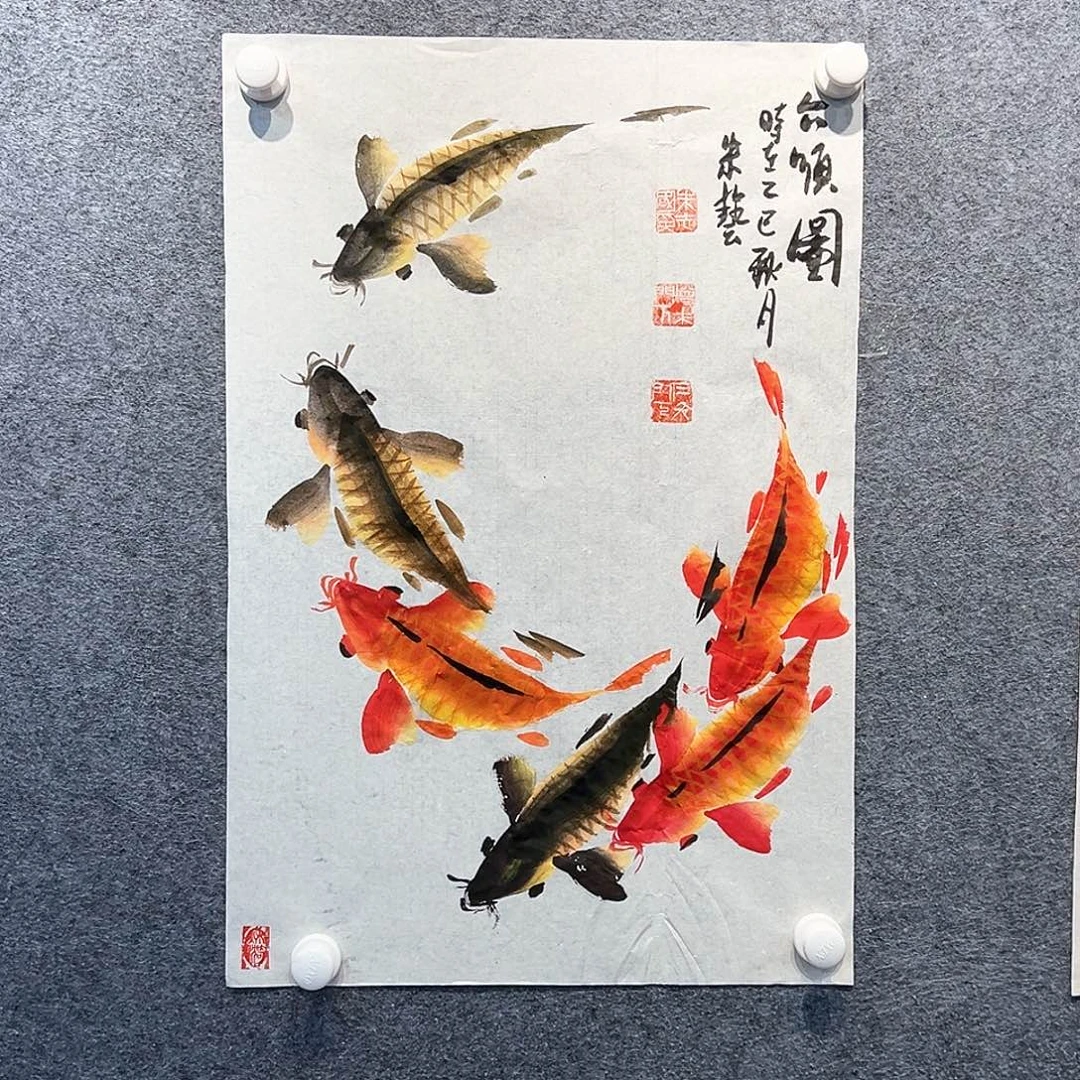 国画纯手绘画心原创
