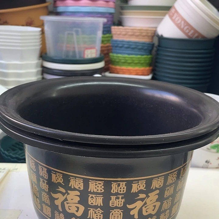 百福黑花340（口30.5高22）3个带托盘