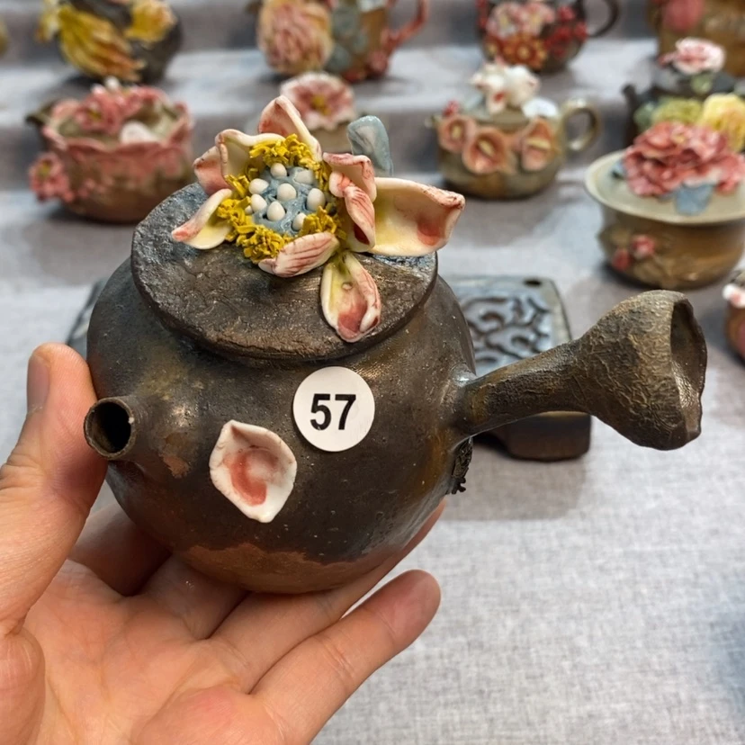 【闪购商品】纯手工纯柴烧精品茶具侧把荷花壶57