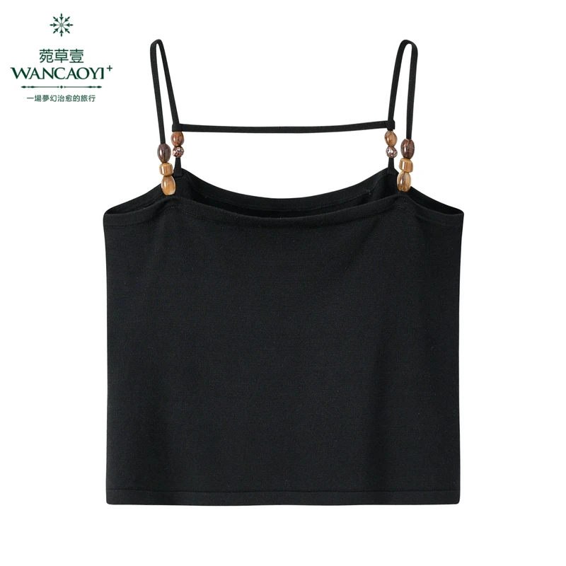 菀壹2025夏季新款百搭短款黑色吊带针织小背心打底美背B34623421
