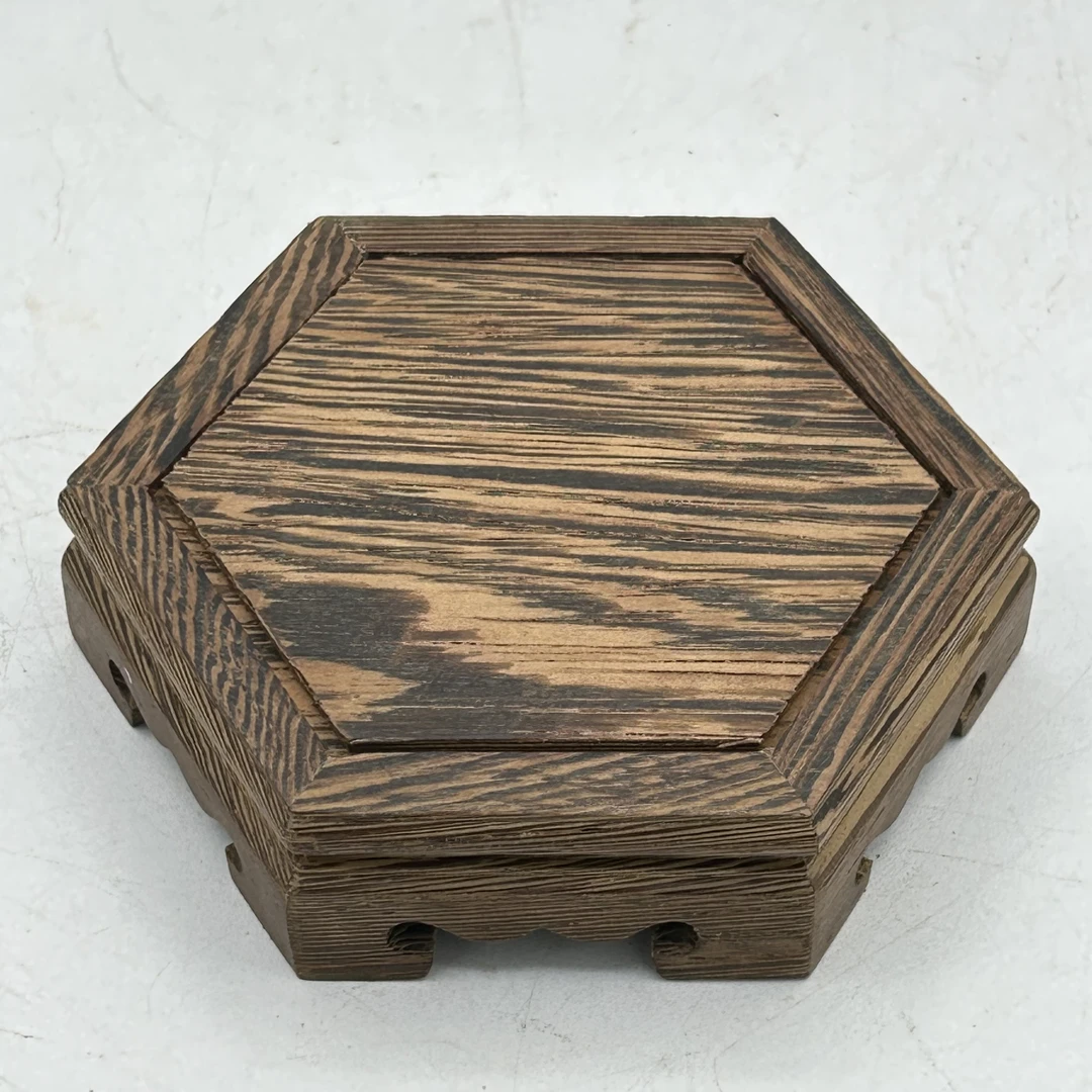 鸡翅木矮六角壶承底座桌面中式装饰摆件尺寸：边对边10角对角11高3