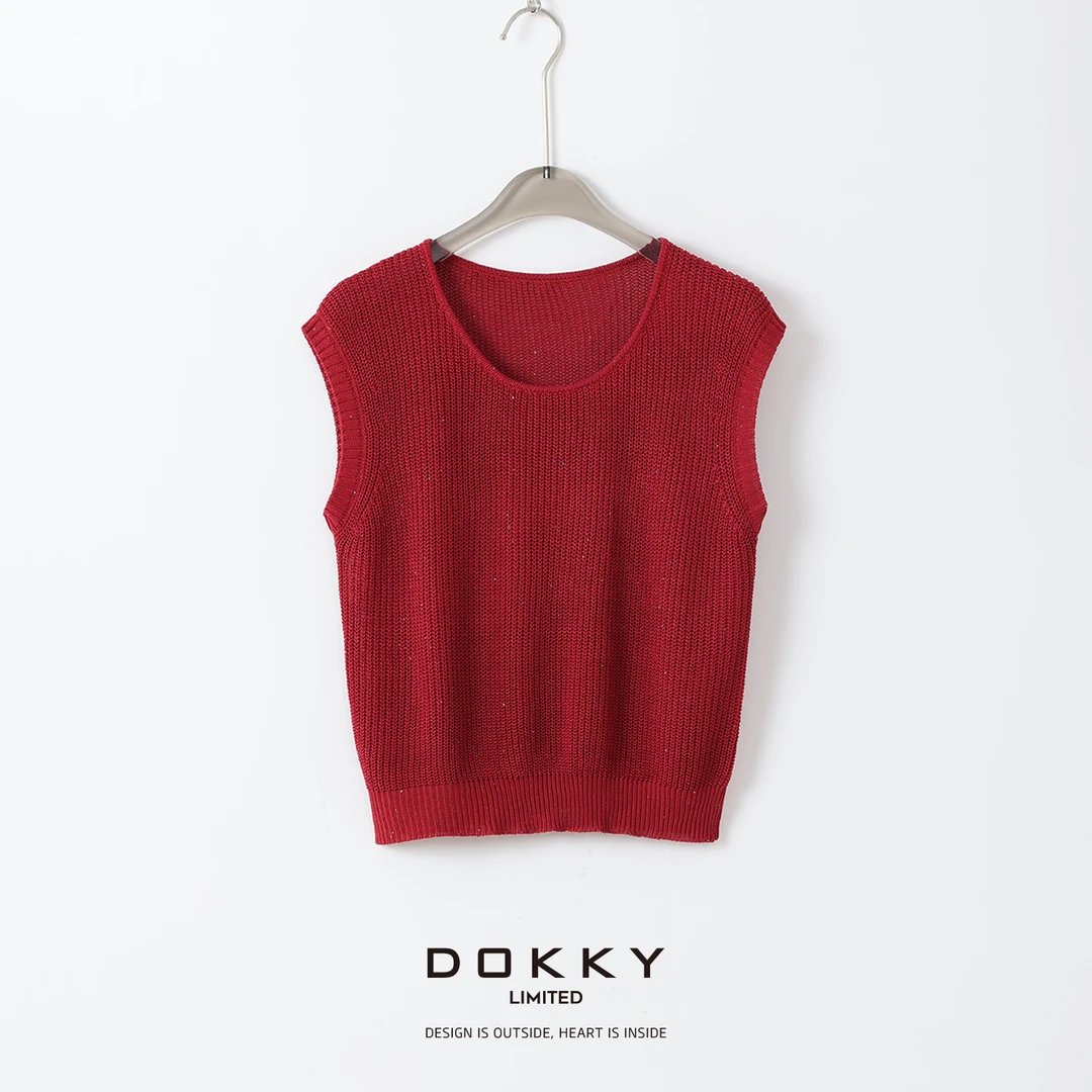 Dokky「摘星马甲.紫标」定织肌理混纺.手工珠片针织衫LA0387