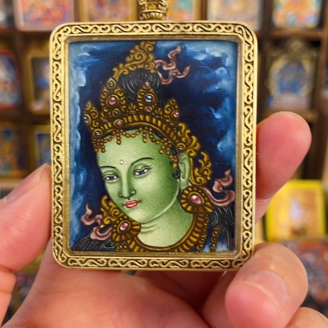 吊坠纽瓦力手绘绿度母