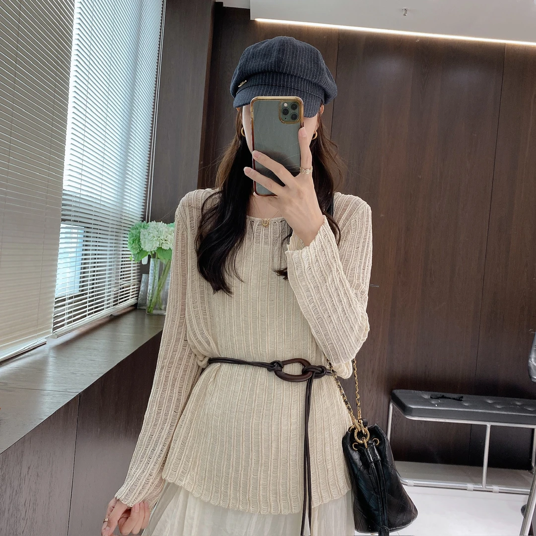 IMFLY金小金自制女装 套装DYW9673出游服装女针织衫罩衫+连衣裙