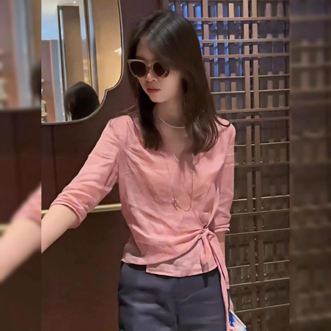 法式七分袖衬衫女2025年新款夏季设计感法式小资气质女士上衣衬衣