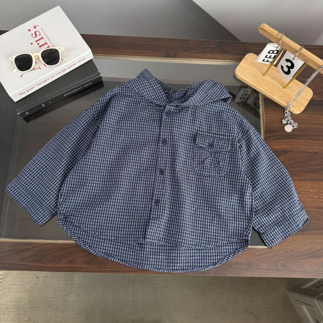 2025年儿童秋季新款开衫时尚休闲连帽格子外套BMQ252397