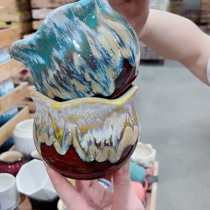 有孔，凑10元包邮陶瓷花盆发货！