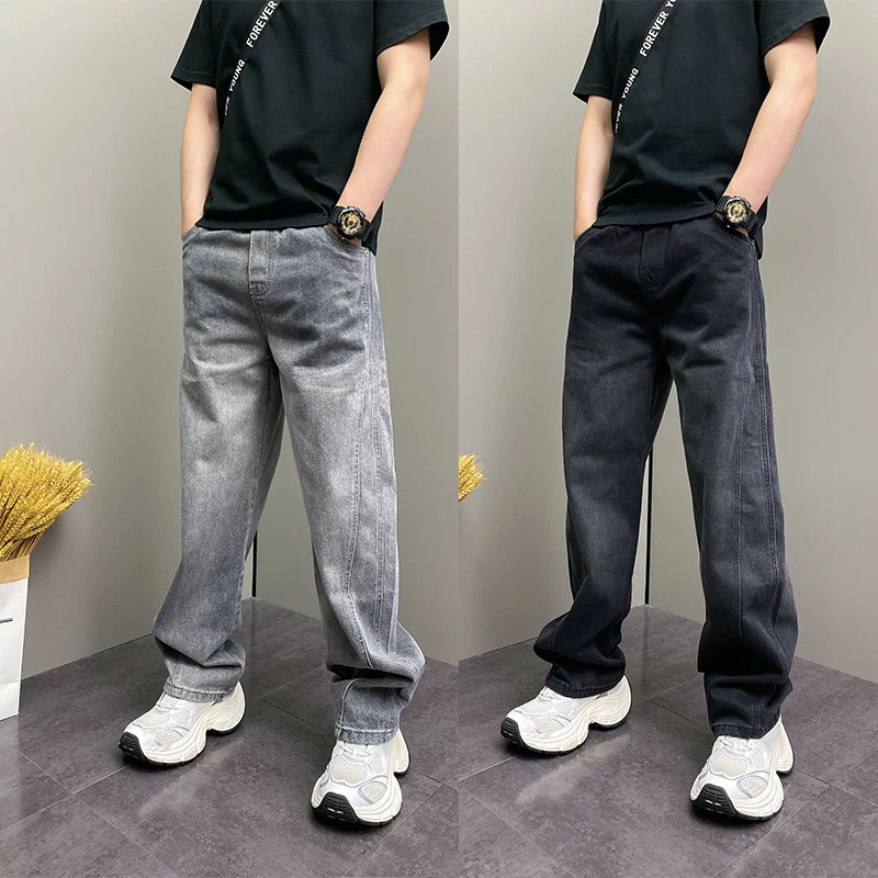 2025年秋季新款美式高街牛仔裤直筒阔腿宽松休闲垂感百搭高街痞帅