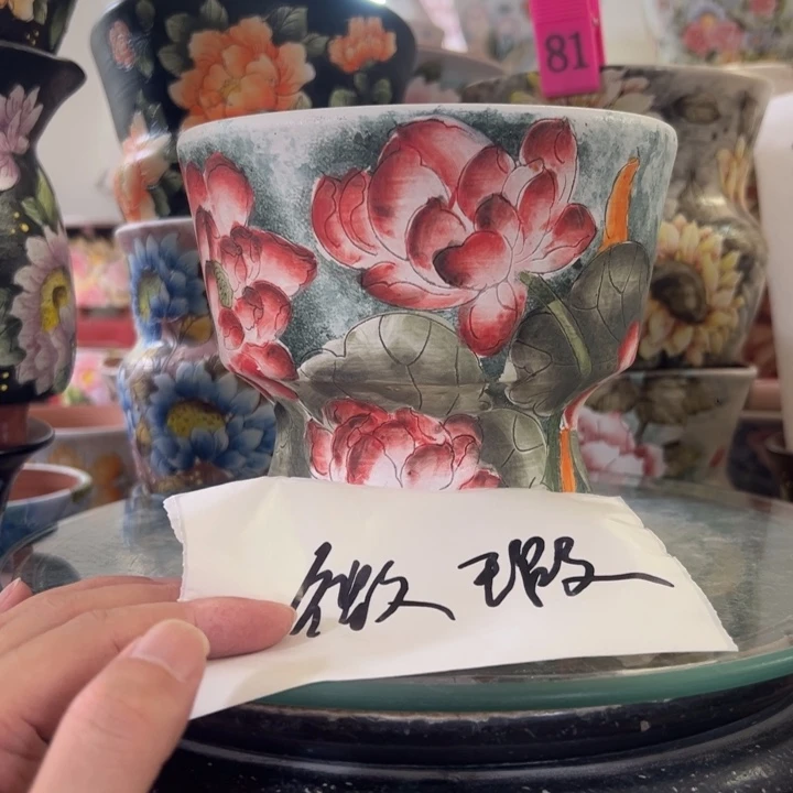 景德镇手绘花盆满38包邮偏远地区除外