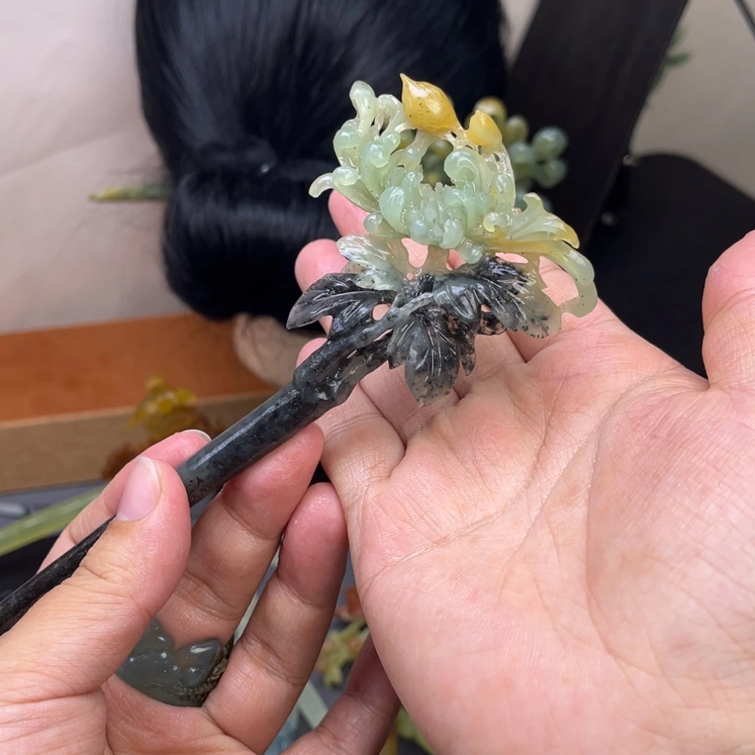 蛇纹石玉未镶嵌发簪