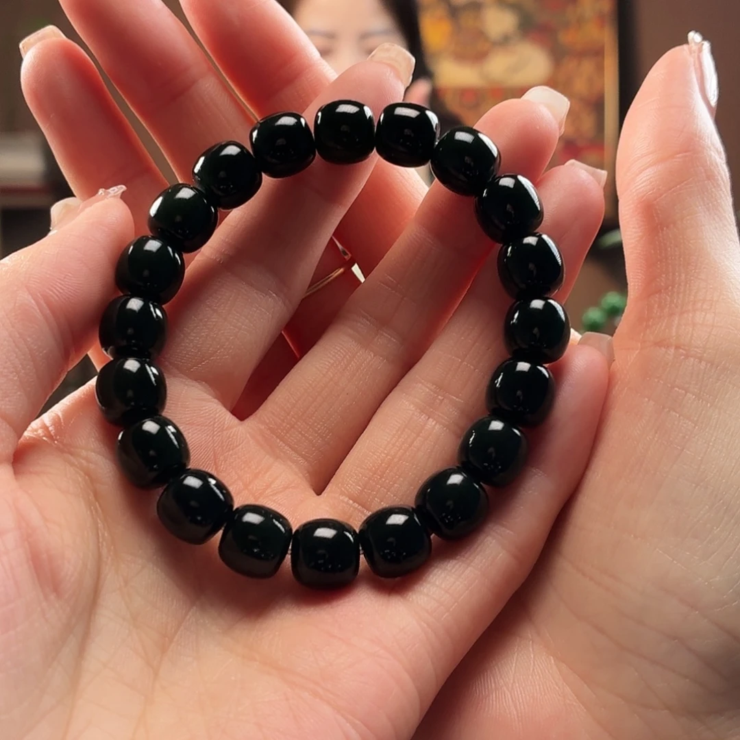 和田玉未镶嵌手串塔青卡9.10考型