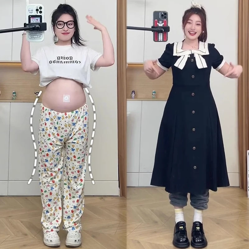 胖mm大码法式连衣裙女春秋2025新款梨形身材收腰显瘦遮肚藏肉裙子