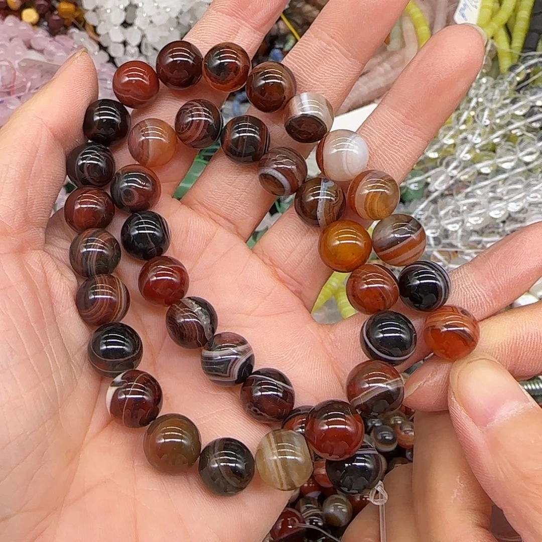 玛瑙/玉髓合金珠宝半成品梦幻缠丝玛瑙10mm一条