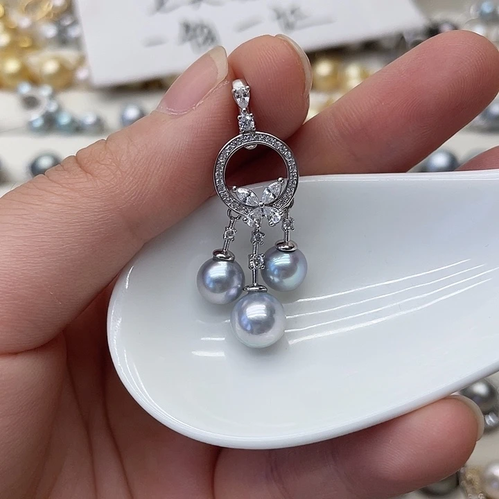海水珍珠银S925镶嵌吊坠(不含链)