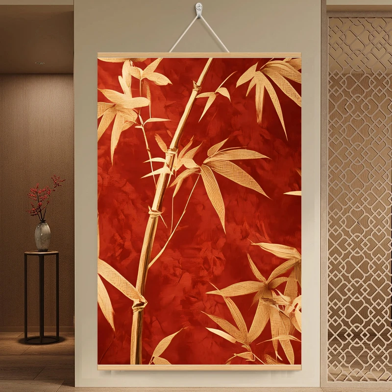 【80x120 高端书法绒布】金竹挂画入户玄关装饰画现代轻奢挂画