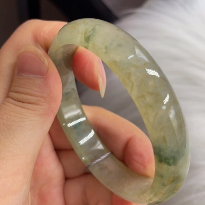 若***水翡翠手镯未镶嵌冰黄翡飘花