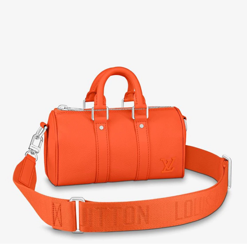 99新 LV 98新LV橘色牛皮Keepall xs20手提包4009斜挎包芯片款