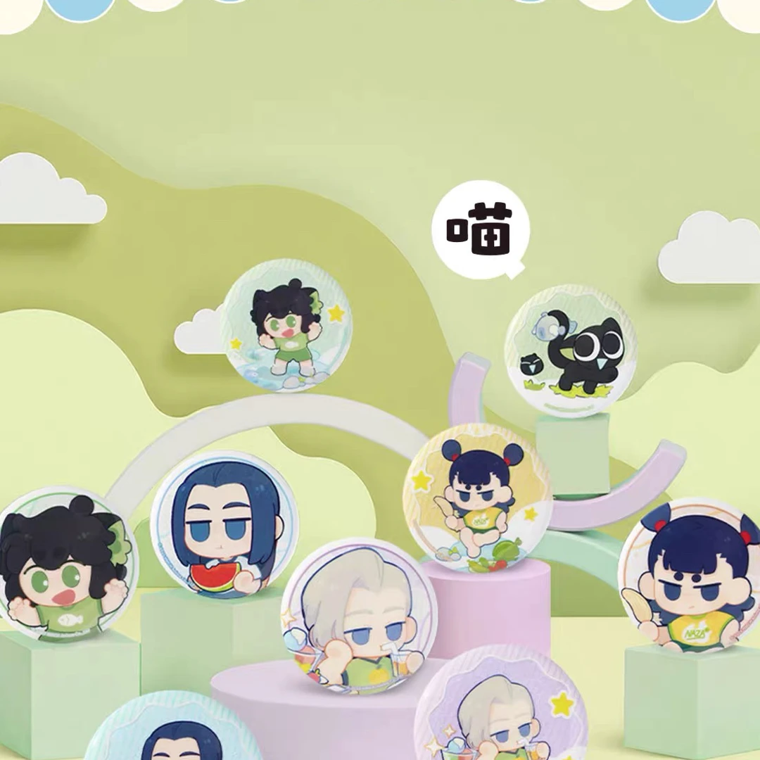 罗小黑纳凉夏日系列马口铁徽章挂件盲盒动漫周边