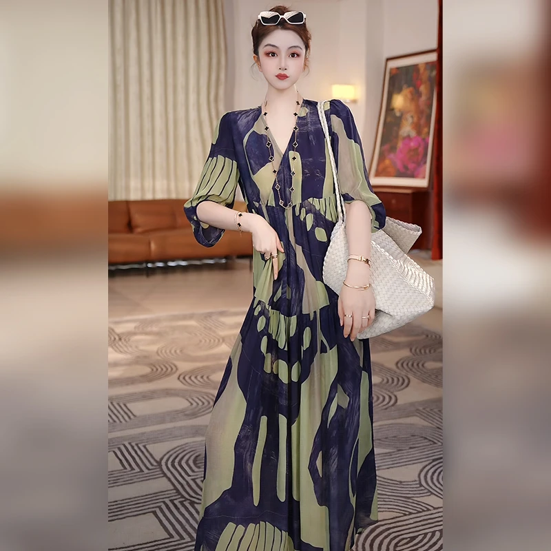 【Linda姐高端线】夏季时尚气质复古慵懒法式连衣裙子AA5WDW0019