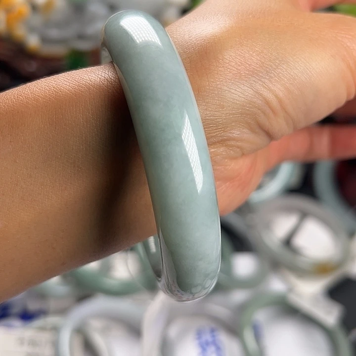 翡翠未镶嵌手镯纯天然缅甸A货翡翠大圈口福利镯60.5