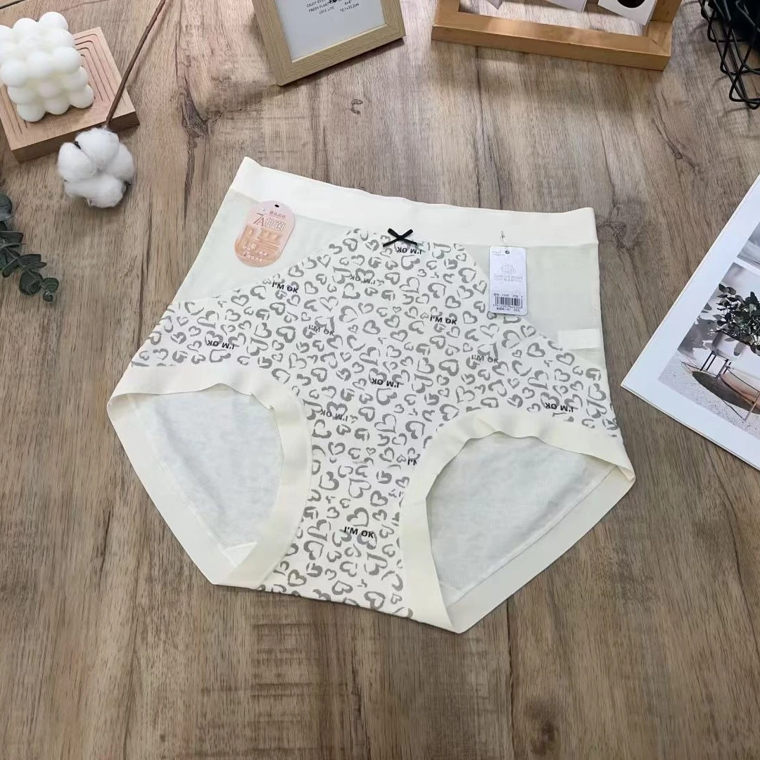 (3-6条装)高腰莫代尔提花拼蕾丝柔软舒适透气女士三角内裤