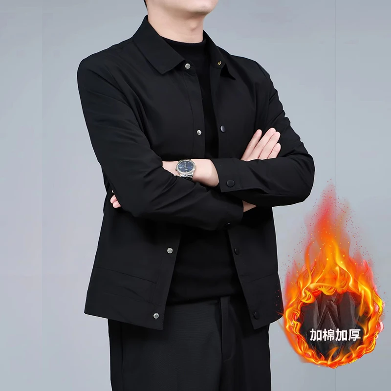 秋冬季男款翻领二棉外套2025新款潮加厚青年休闲男士加棉保暖夹克