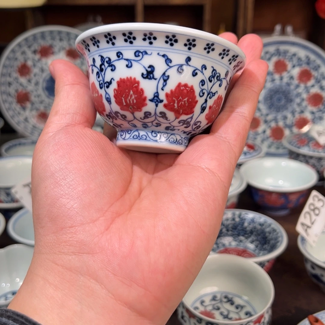 景德镇高温原矿釉里红手绘