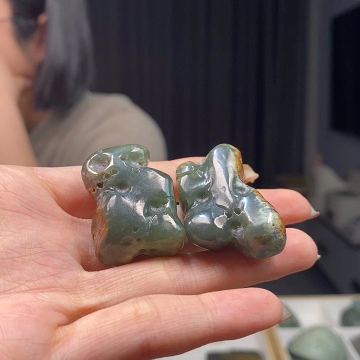 岫岩河磨玉（透闪石质玉）颈饰银S925镶嵌