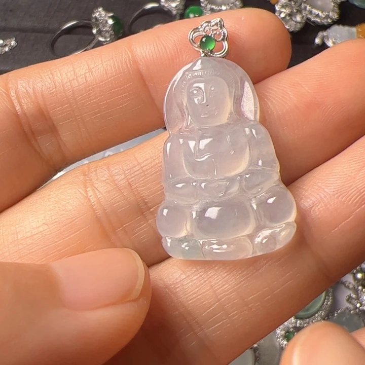 翡翠18K金镶嵌吊坠(不含链)翡翠吊坠项链