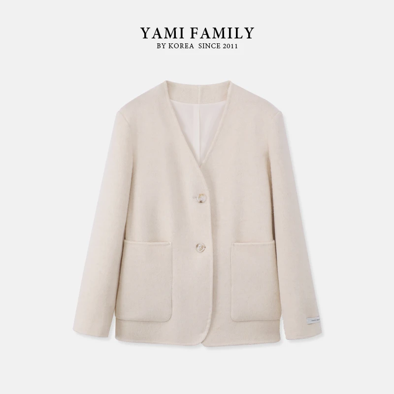 【罗茜与紫风铃】YM 968-1 秋冬气质短款时尚休闲双面羊毛大衣