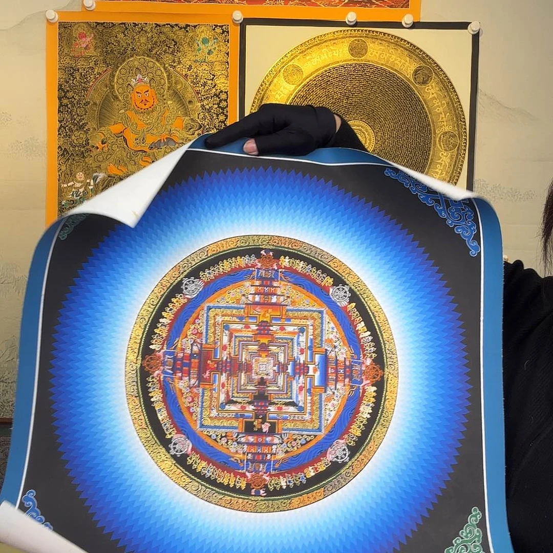 卷轴画纯手绘六字真言唐卡50厘米左右