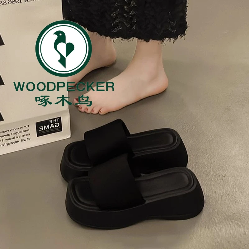 啄木鸟厚底拖鞋女夏季外穿2025新款网红超火凉拖鞋女配裙子沙滩鞋