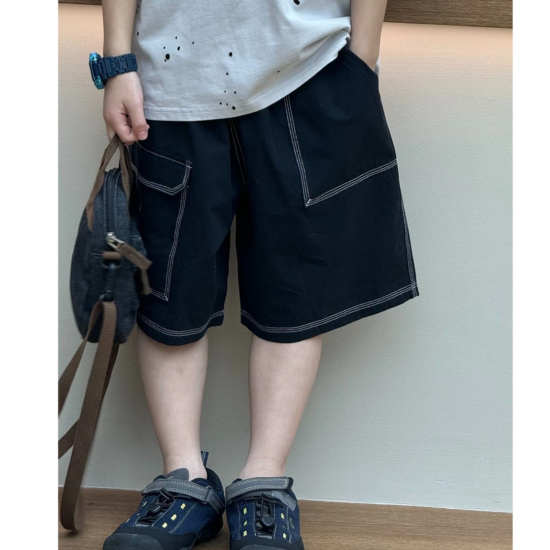 vilimama25年夏款黑白明线装饰线大口袋工装五分中裤65229 五分裤