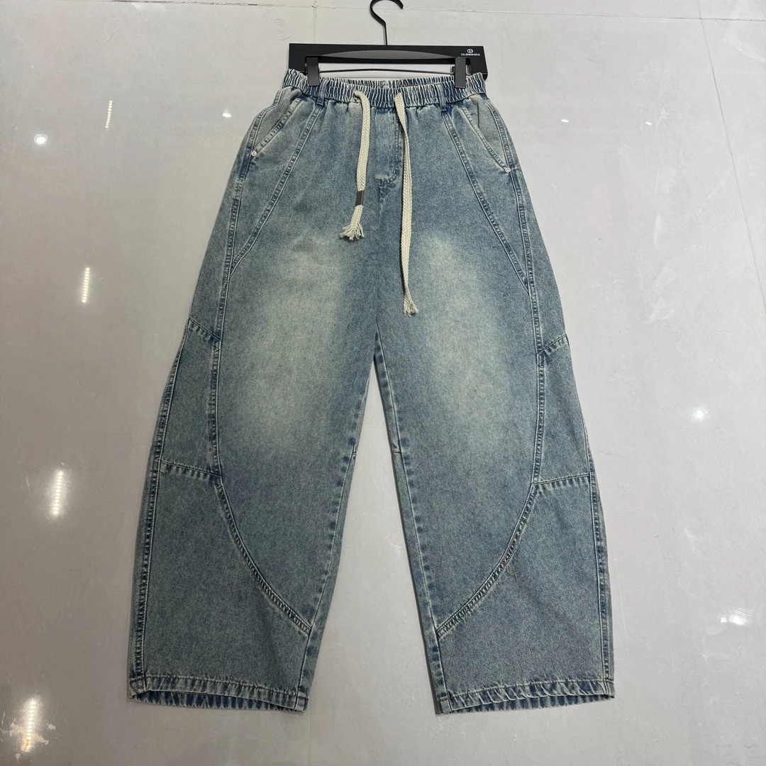 9801牛仔休闲百搭宽松潮流松紧腰牛仔裤