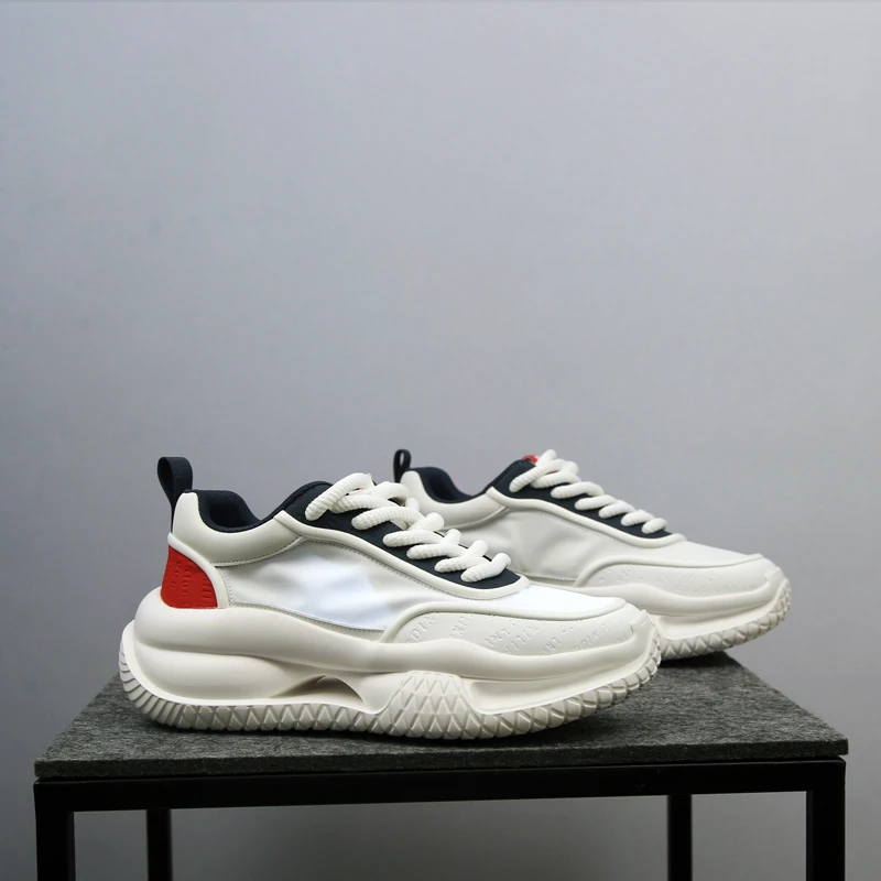 厚底圆头纳帕纹低帮时尚休闲鞋百搭透气韩版男鞋时尚老爹鞋潮鞋