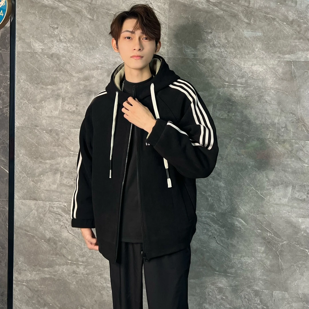 HKTY潮牌【新款现货双面穿】冬季加绒卫衣休闲保暖拉链潮流运动百搭